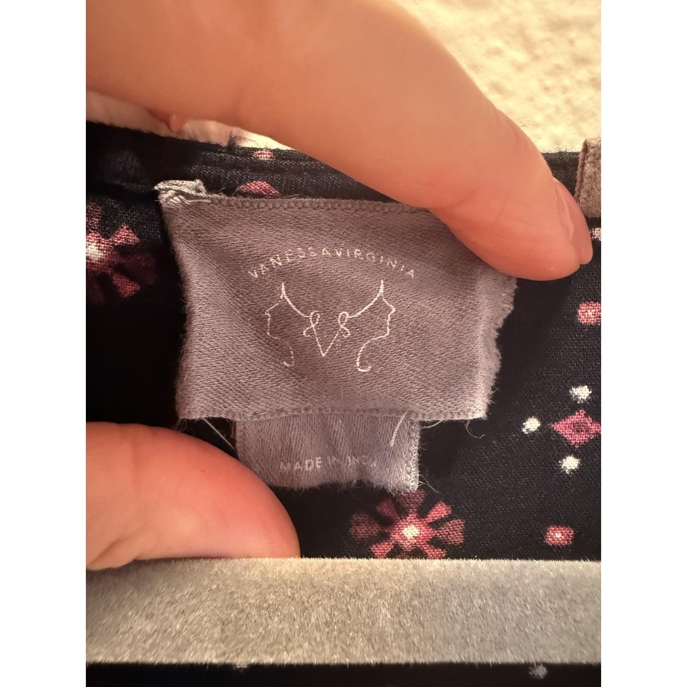 VanessaVirginia Anthropologie Dress Womens Medium Black Embroidered Boho Swing - Picture 6 of 16